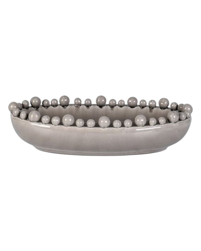 Oval Extra Large Grey Bobble Edged Bowl