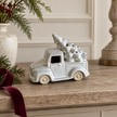 Glazed Ceramic LED Christmas Car With Tree – styled British country home view
