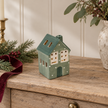 Green Ceramic Light Up LED House With Snowball – styled British country home view