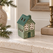 Green Ceramic Light Up LED House With Snowball – styled British country home view