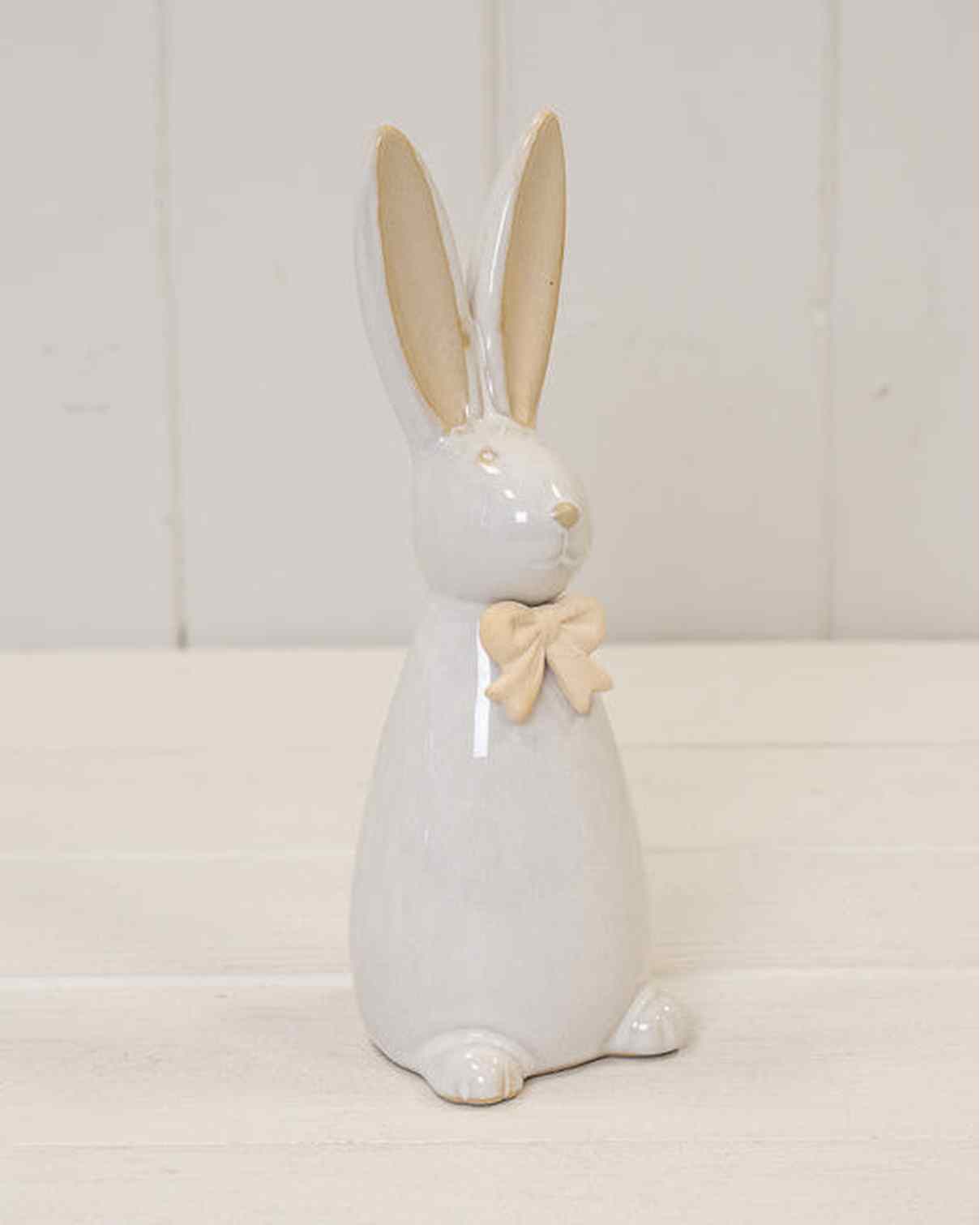 Ceramic Natural Rabbit With Bow