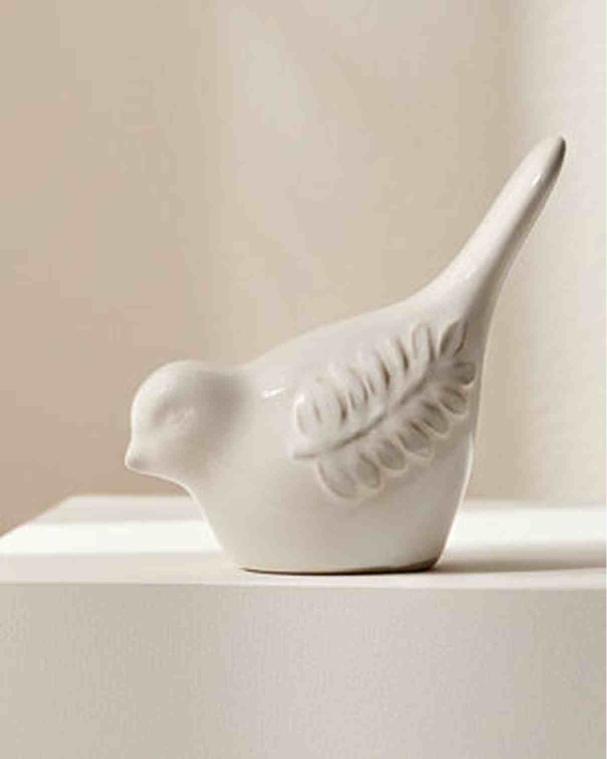 Ceramic Natural Bird With Olive Branch Detail