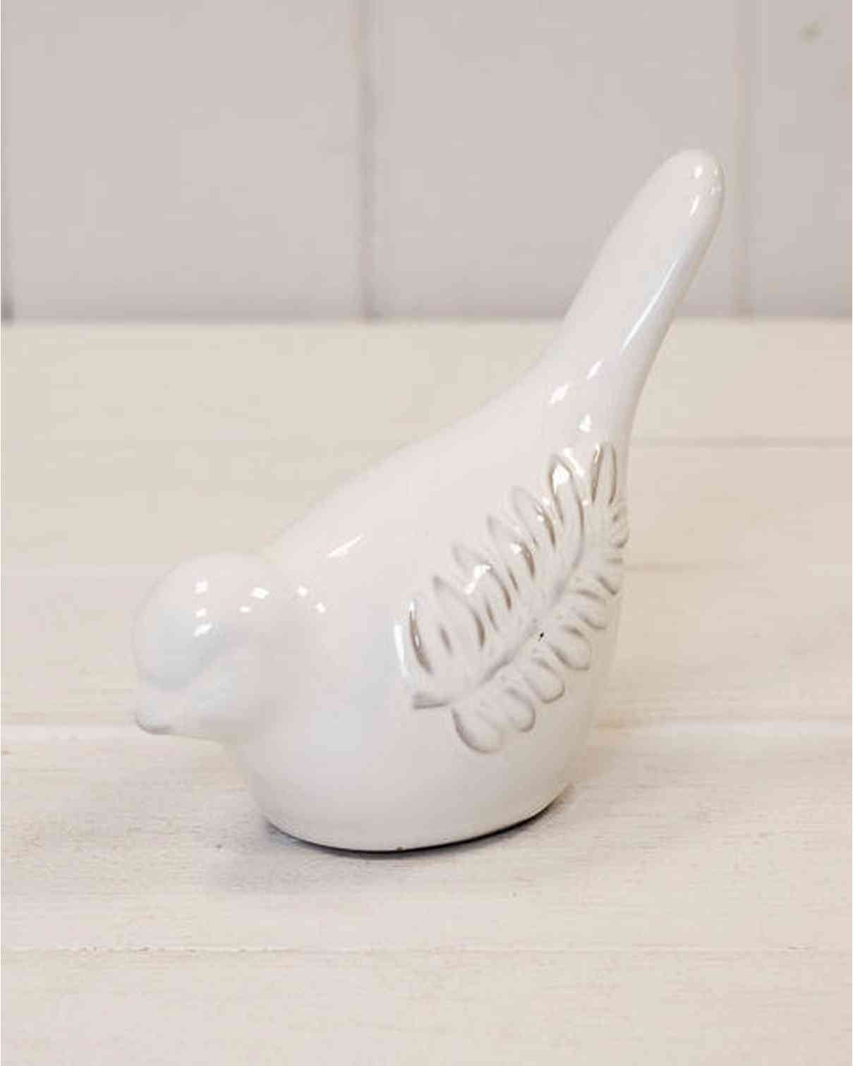 Ceramic Natural Bird With Olive Branch Detail