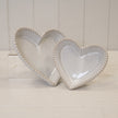 Natural Ceramic Heart Shaped Plate With Bobble Rim