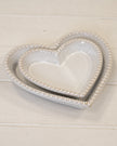 Natural Ceramic Heart Shaped Plate With Bobble Rim