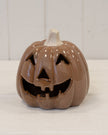 Chocolate Brown Ceramic Jack O Lantern Pumpkin
