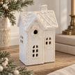 White Ceramic Light Up LED Christmas Townhouse – close-up product detail