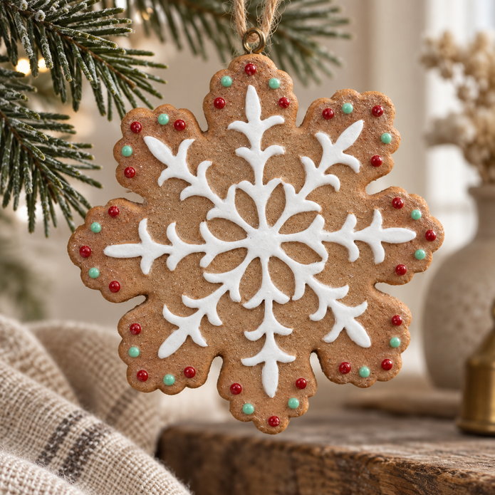 Gingerbread Style Snowflake – close-up product detail