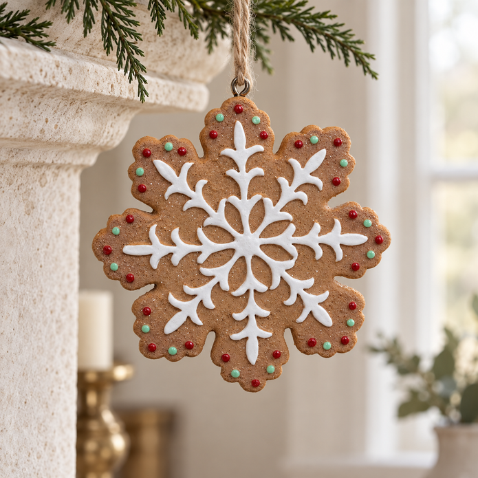 Gingerbread Style Snowflake – styled British country home view
