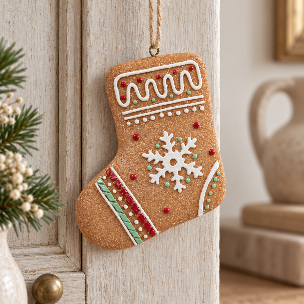 Gingerbread Hanging Stocking – close-up product detail