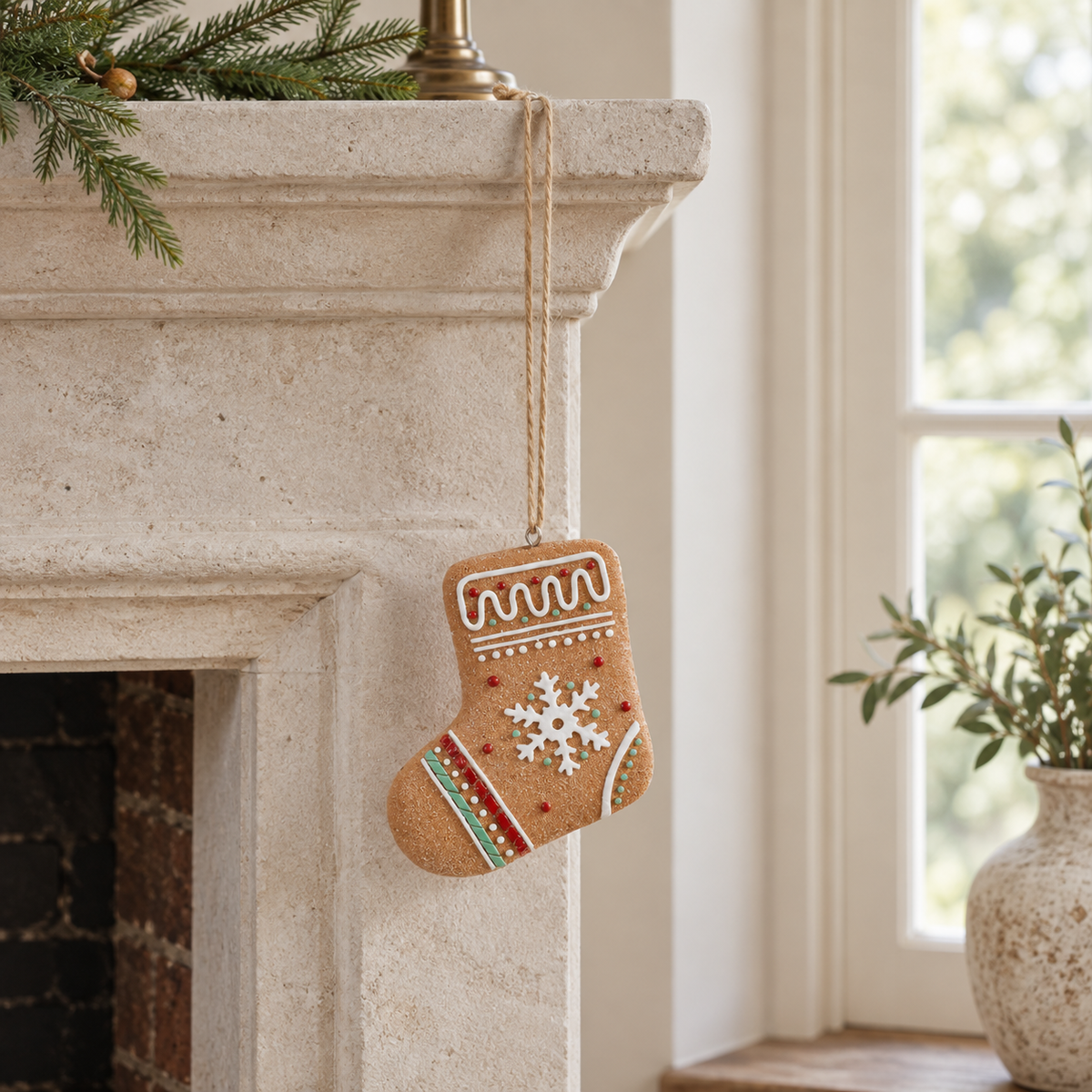Gingerbread Hanging Stocking – styled British country home view
