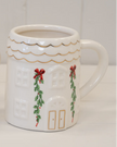 Cosy White Christmas House With Garland Mug