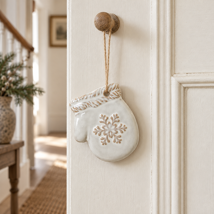 Ceramic Natural Hanging Mitten – styled British country home view