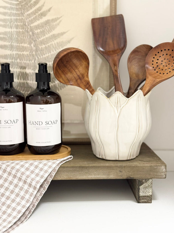Natural wooden rectangle rustic display riser by Gisela Graham, perfect for home decor, available in small or large sizes.