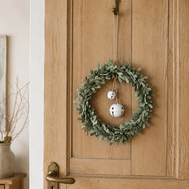 Felt Wreath With White Bell