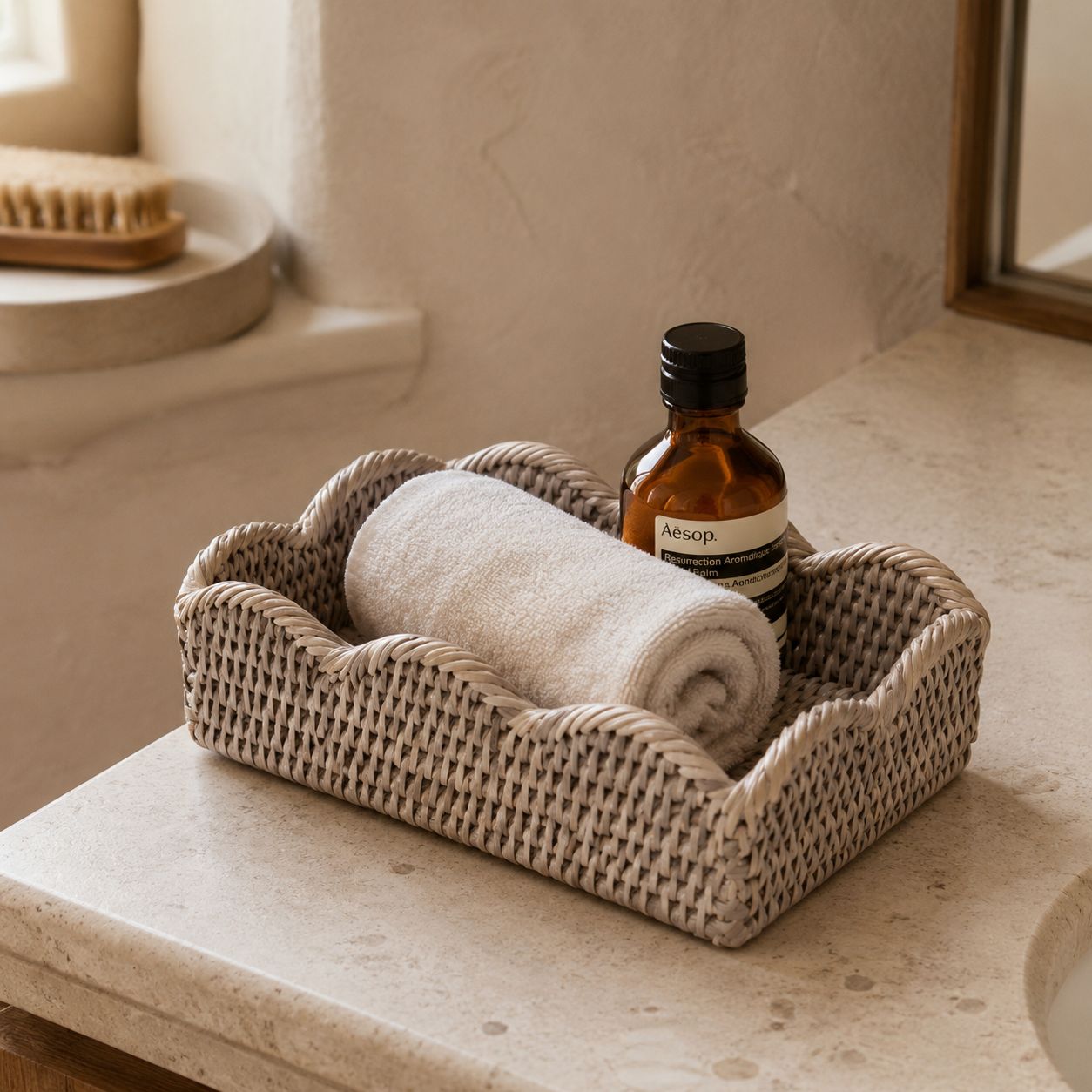 Wickham Rattan Scalloped Rectangle Tray