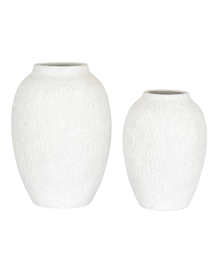 Ashen white matte tall vase by Hill Interiors, featuring a sleek, modern design with a smooth finish and elegant silhouette.