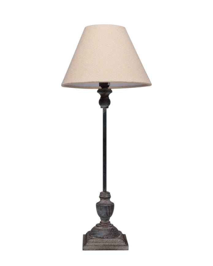 Incia Stem Table Lamp by Hill Interiors featuring a sleek design with a modern stem base and a fabric lampshade.