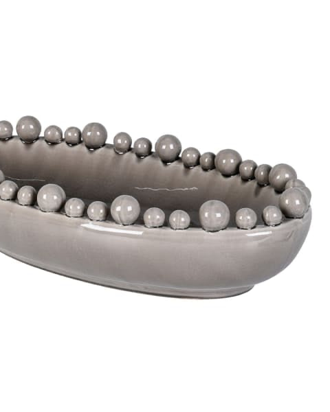 Oval Extra Large Grey Bobble Edged Bowl