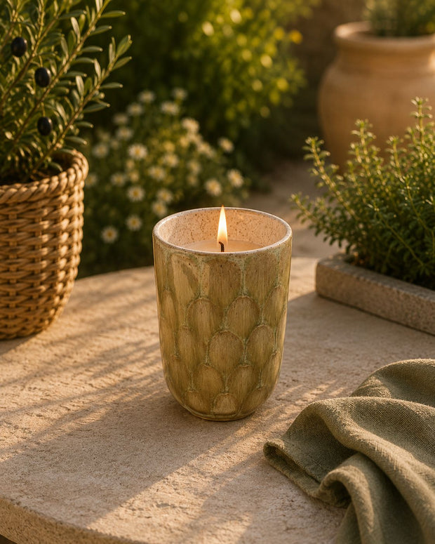 Olive Green Tortoise Shell Candle