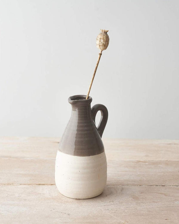 Ceramic Beige Two Tone Bud Vase