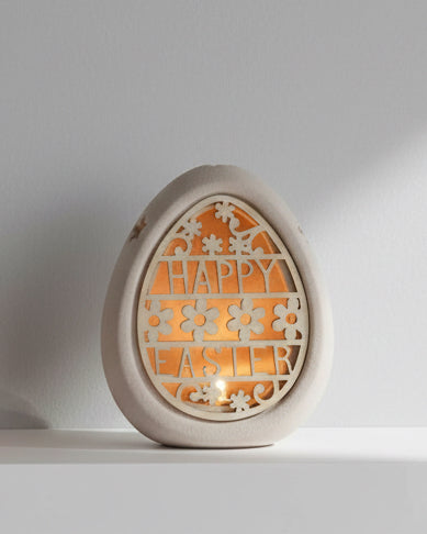 Ceramic ' Happy Easter ' Cut Out Light Up Egg