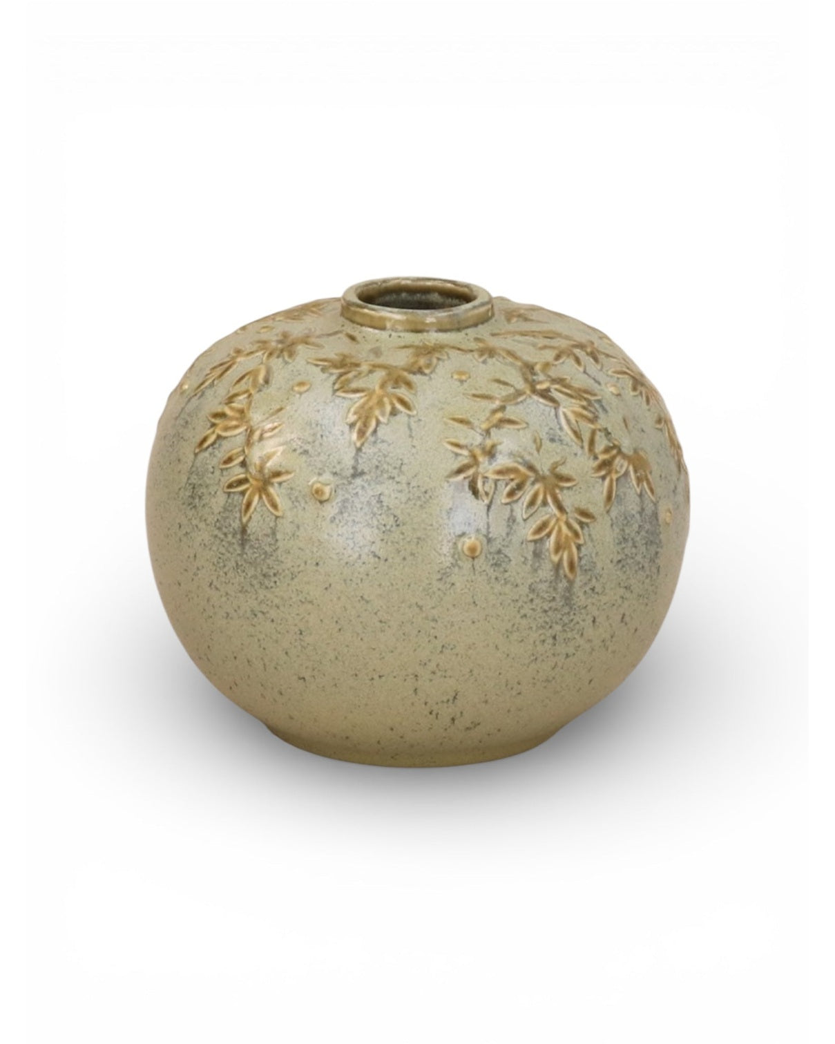 Ceramic Olive Vine Detail Ball Shape Vase