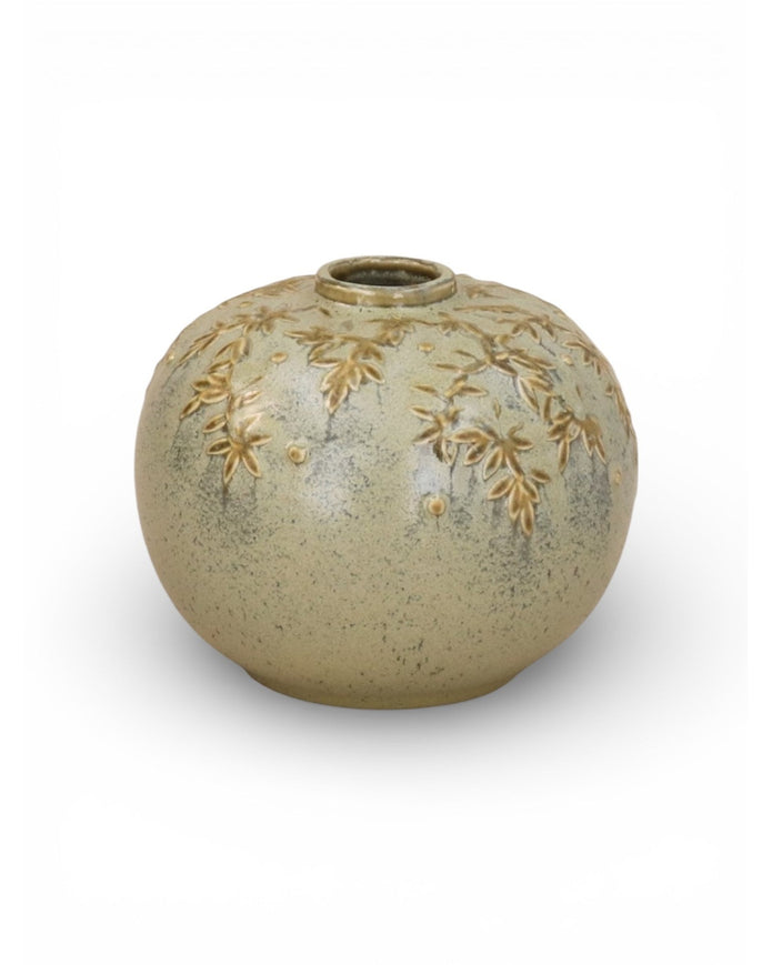 Ceramic Olive Vine Detail Ball Shape Vase