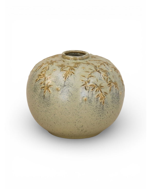 Ceramic Olive Vine Detail Ball Shape Vase