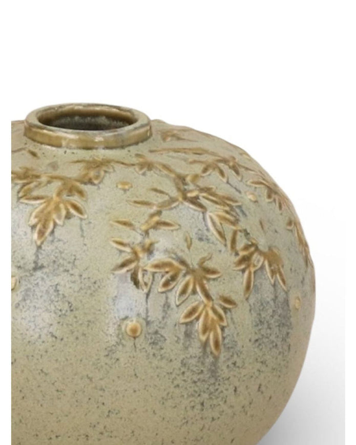 Ceramic Olive Vine Detail Ball Shape Vase