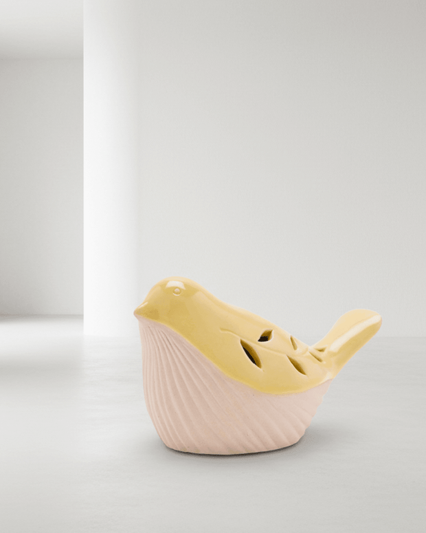 Ceramic Yellow Light Up Bird | LED Spring Decoration