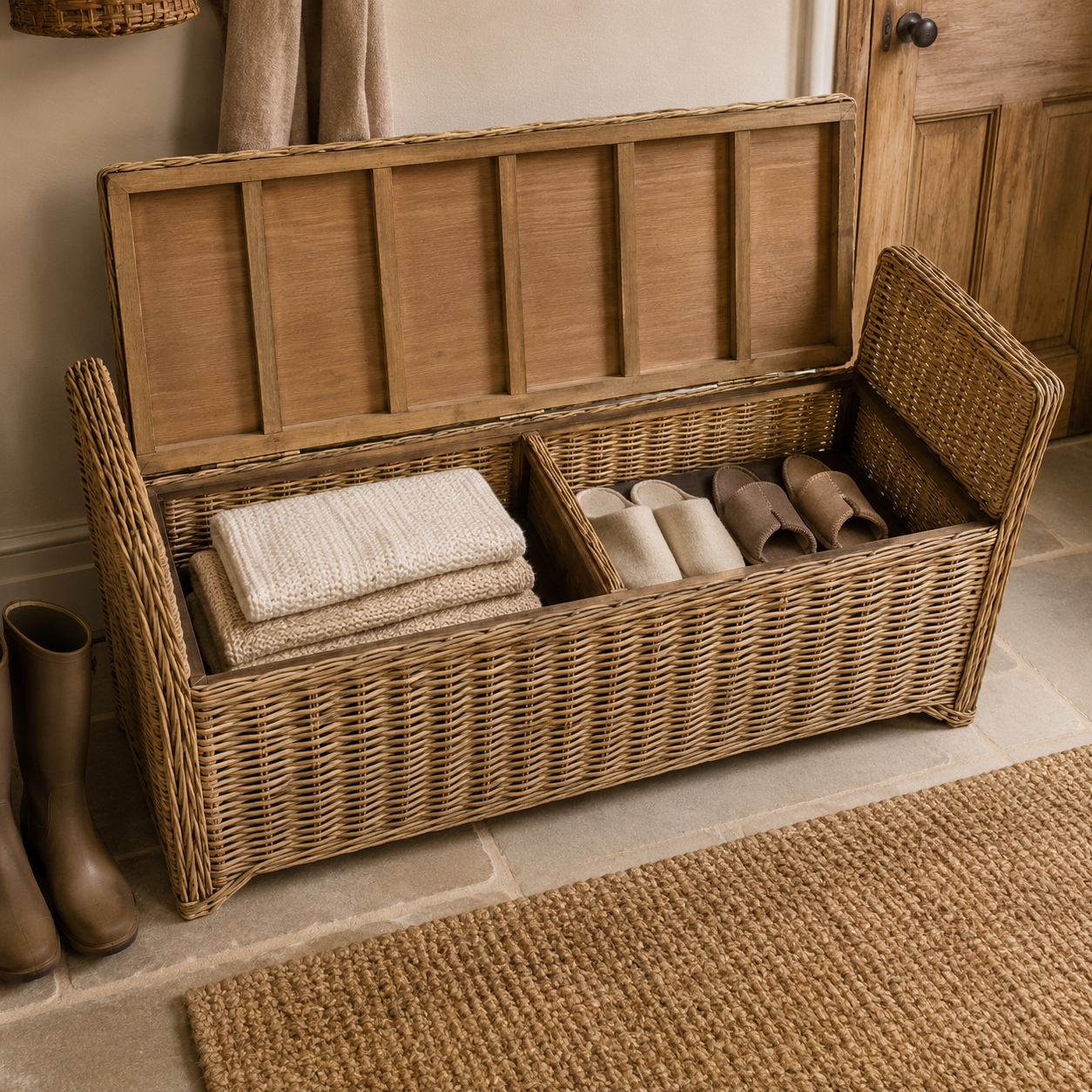 Rattan Rectangle Trunk Bench