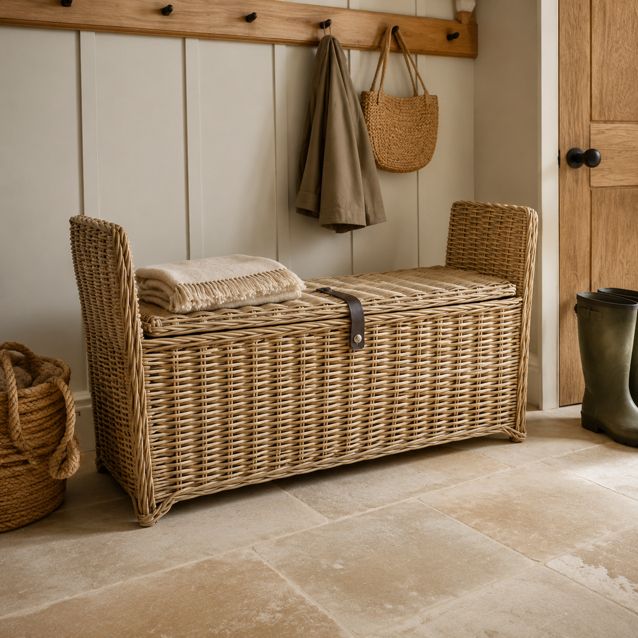 Rattan Rectangle Trunk Bench