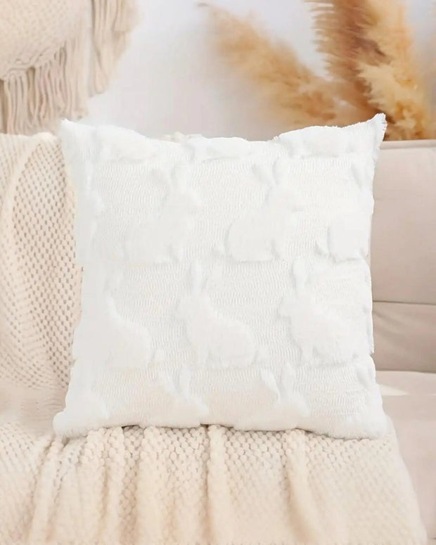 Chenille Cream Cushion Cover With Small Bunny Print - 45cm x 45cm -  Lulu Loves Home 