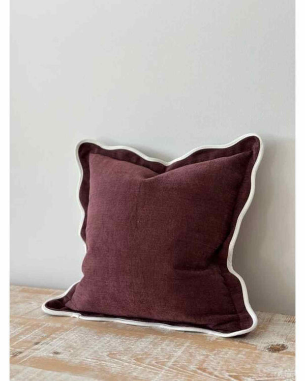 Chloe Burgundy Square Scalloped Cushion Cover