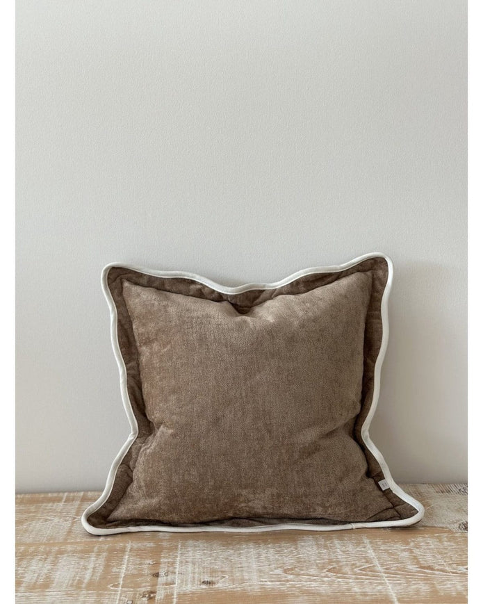 Chloe Coffee Brown And Cream Scalloped Cushion Cover