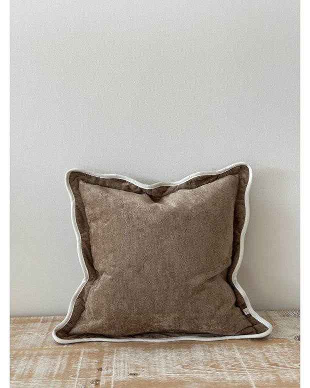 Chloe Coffee Brown And Cream Scalloped Cushion Cover