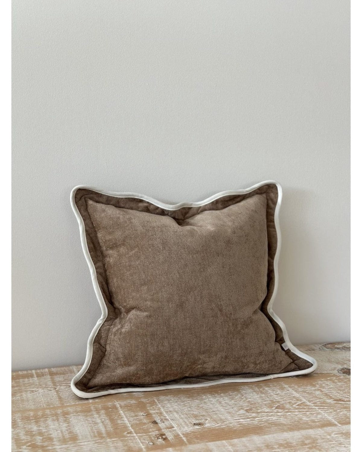 Chloe Coffee Brown And Cream Scalloped Cushion Cover