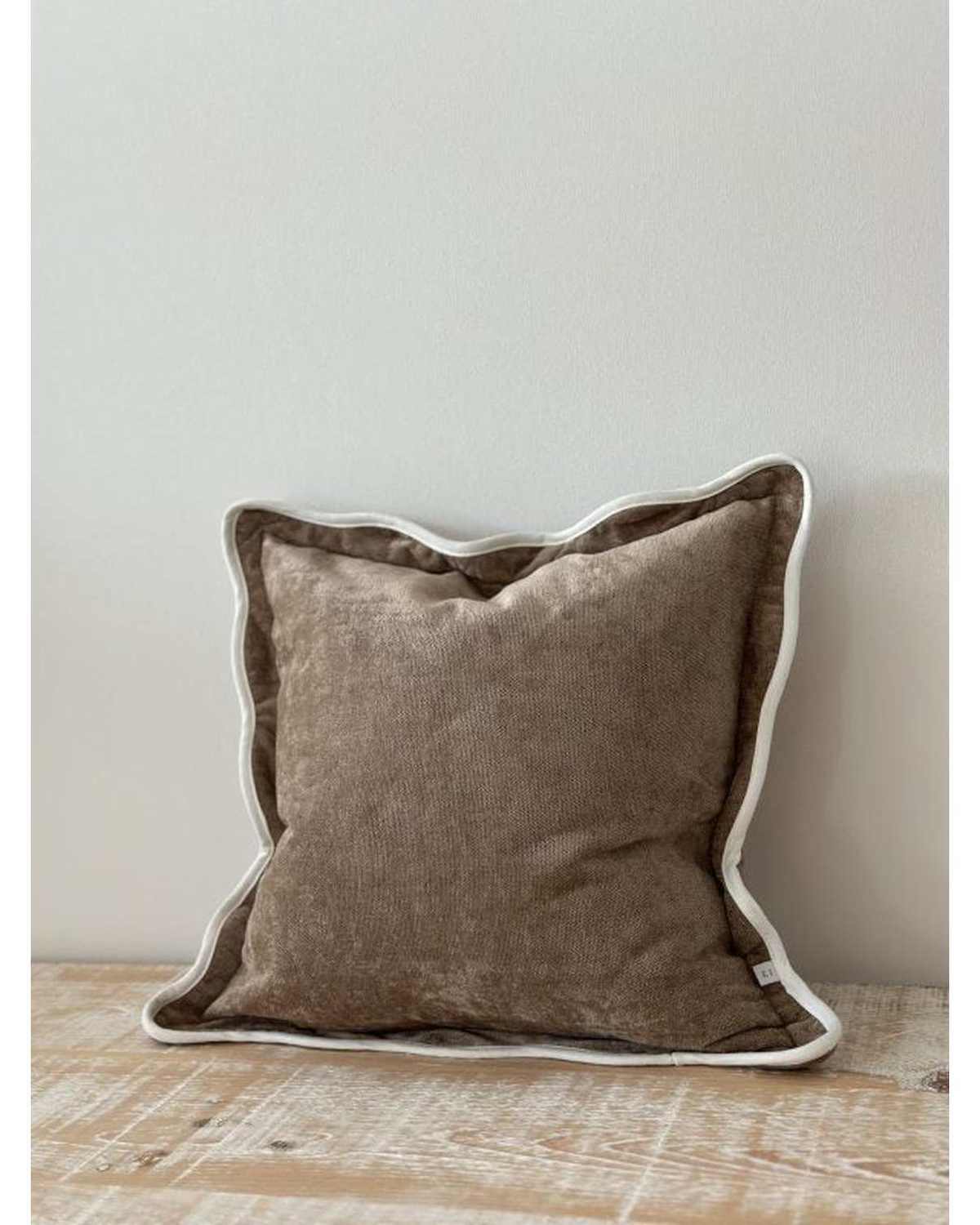 Chloe Coffee Brown And Cream Scalloped Cushion Cover