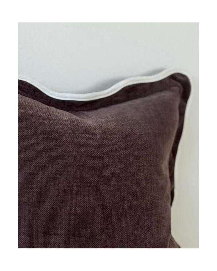 Chloe Coffee Brown Square Scalloped Cushion Cover