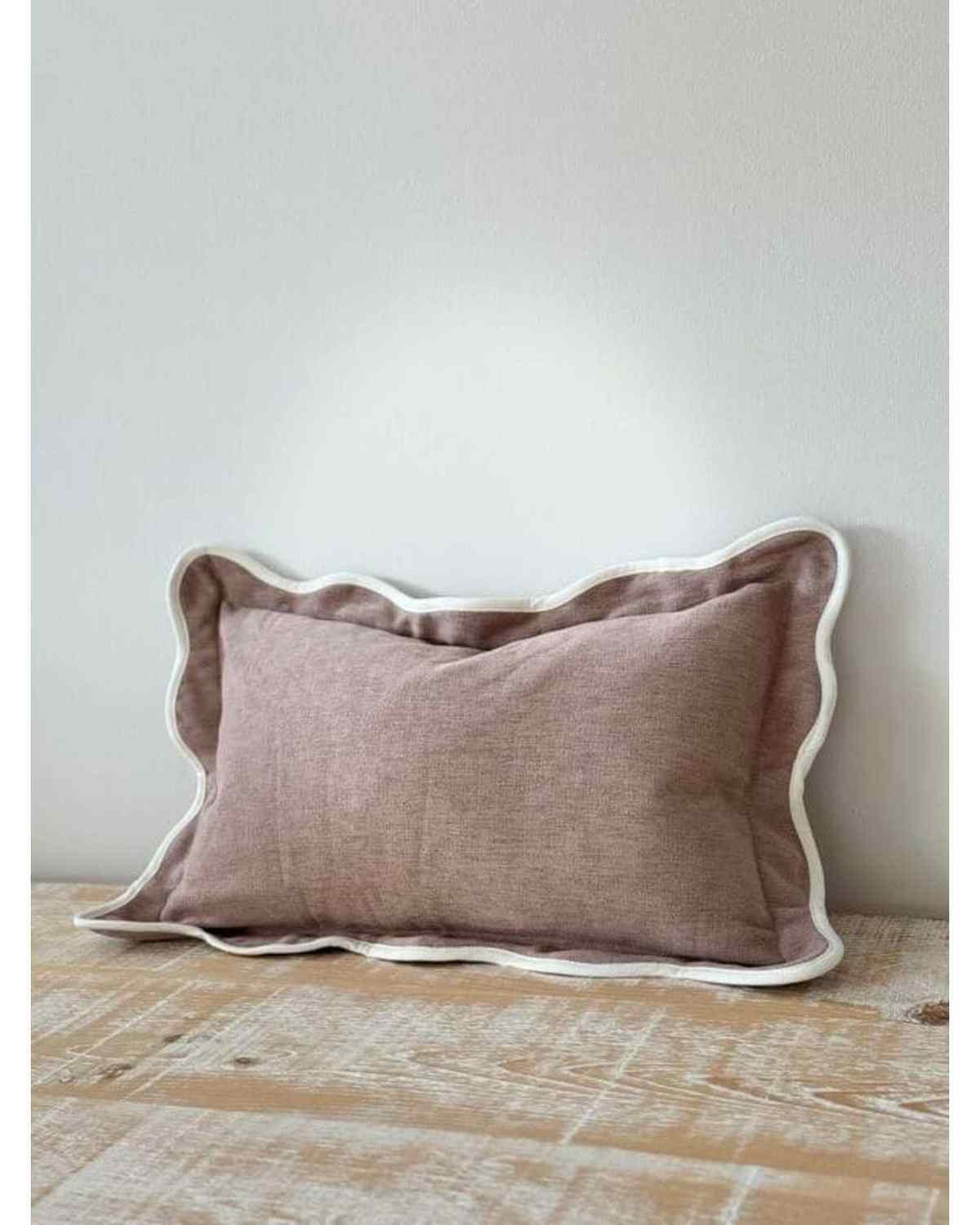 Chloe Dusty Pink Rectangle Scalloped Cushion Cover