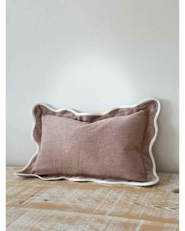 Chloe Dusty Pink Rectangle Scalloped Cushion Cover