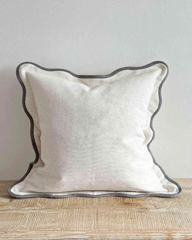 Chloe White With Grey Scalloped Edge Cushion Cover - 45cm x 45cm - Soft FurnishingsSoft Furnishings - Lulu Loves Home