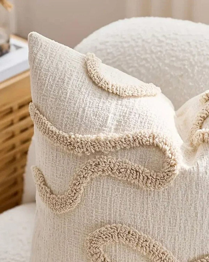 Cream And Beige Bow Boucle Cushion Cover - Soft FurnishingsSoft Furnishings - Lulu Loves Home