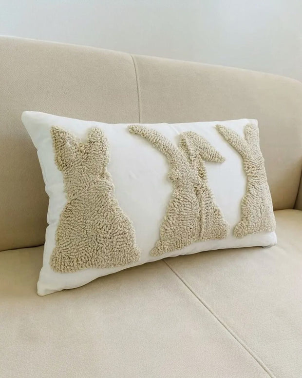 Cream And Beige Bunny Chenile Cushion Cover