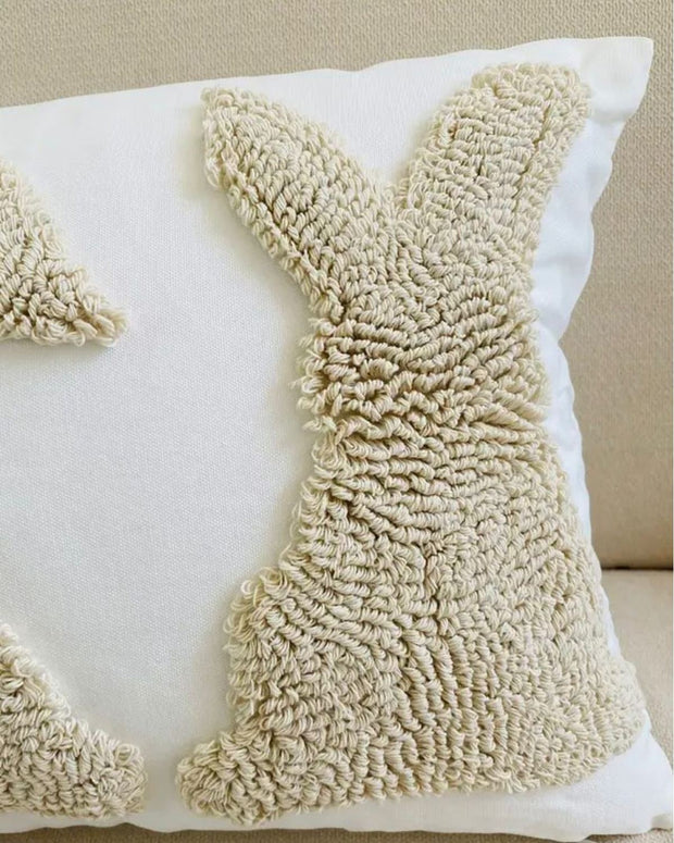 Cream And Beige Bunny Chenile Cushion Cover