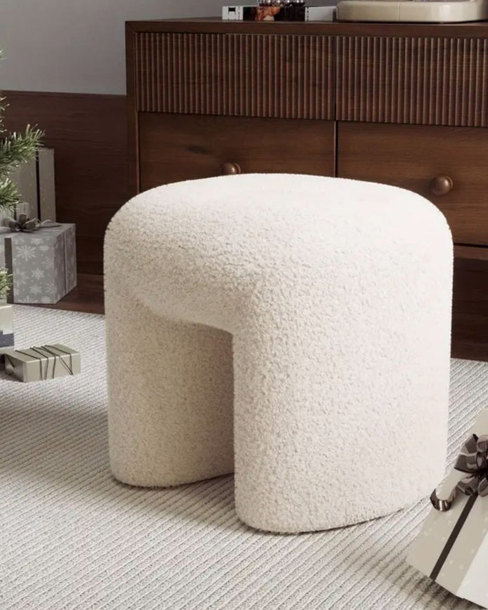 Cream Boucle Arched Foot Stool