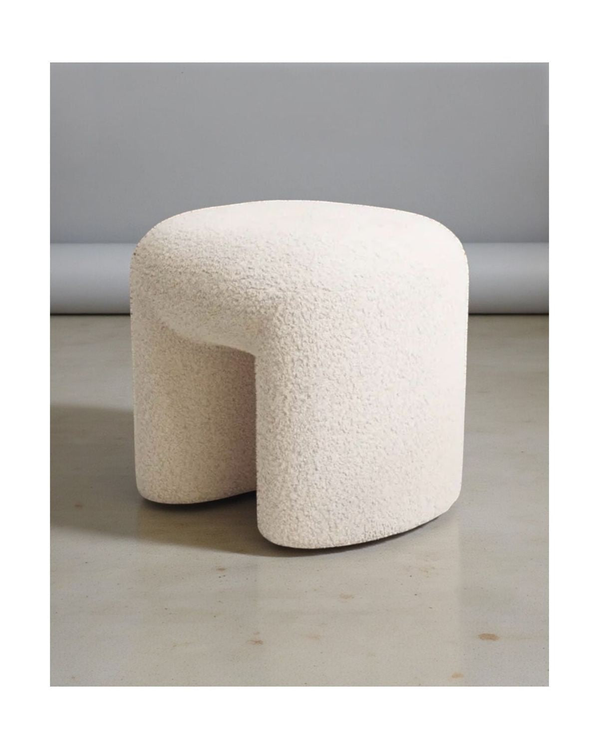 Cream Boucle Arched Foot Stool