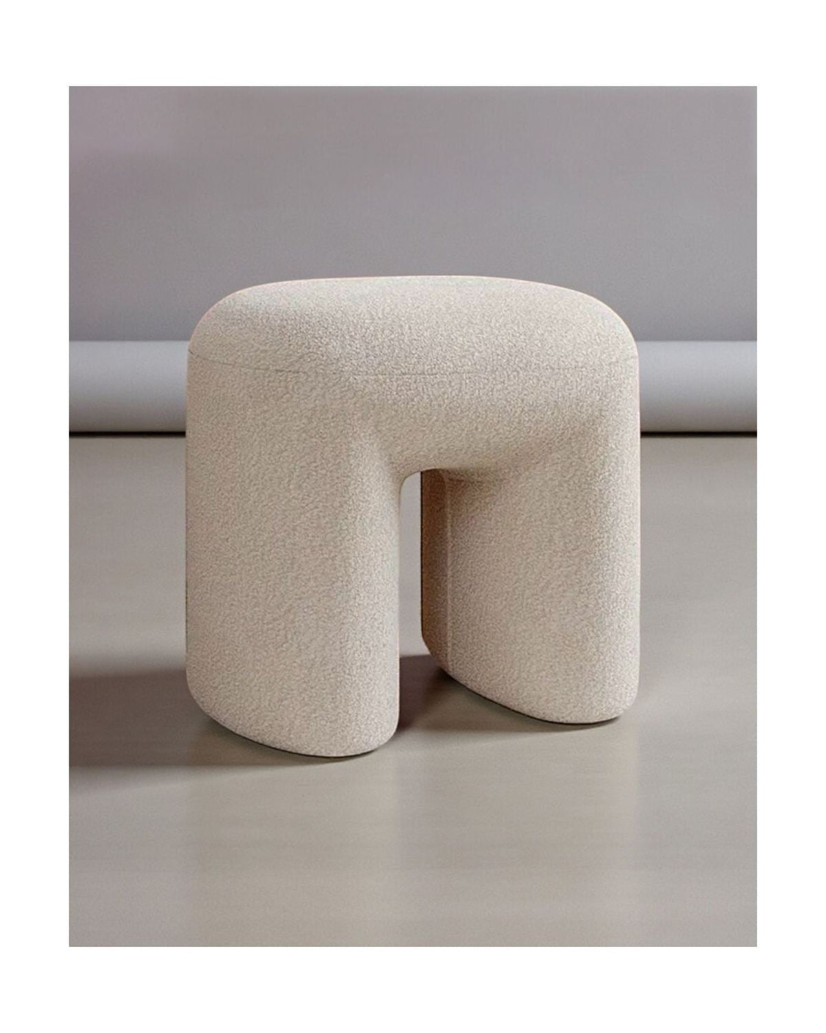 Cream Boucle Arched Foot Stool