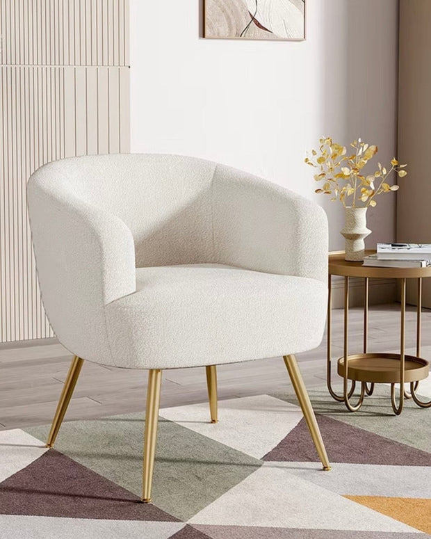 Cream Boucle Chair With Gold Hairpin Legs